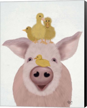 Framed Pig and Ducklings Print