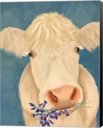 Framed Cow Cream, Bluebells Print