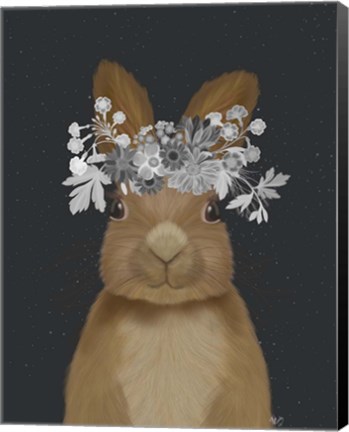 Framed Rabbit, White Flowers Print