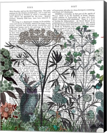 Framed Wildflower Bloom, Owl Book Print Print