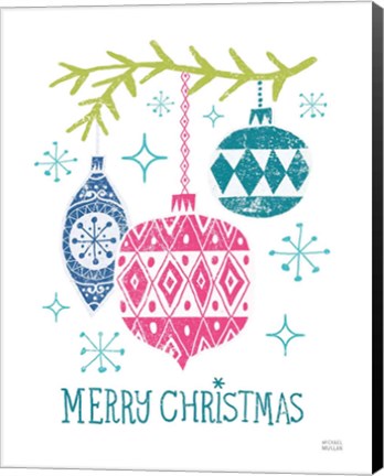 Framed Merry Christmastime Ornament Bright Print