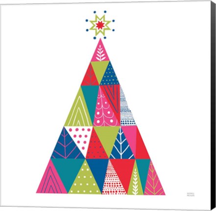 Framed Geometric Holiday Trees I Bright Print