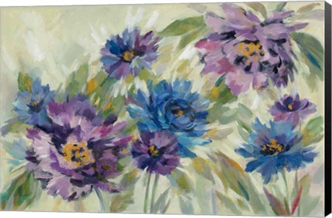 Framed Bold Blue and Lavender Flowers Print