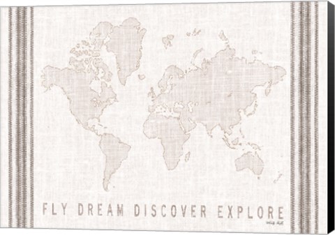 Framed Fly, Dream, Discover, Explore Map Print