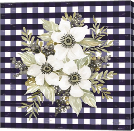 Framed Navy Floral I Print