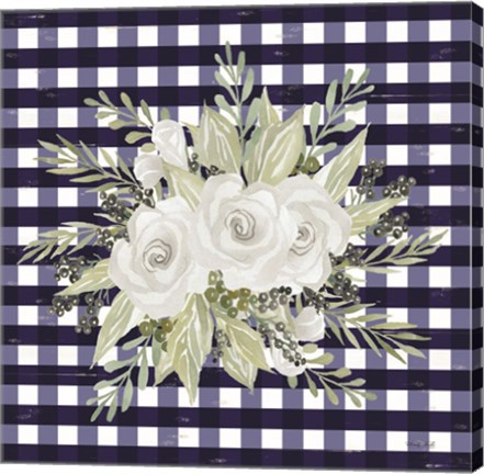 Framed Navy Floral II Print