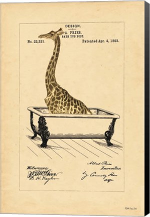 Framed Giraffe in Tub Print