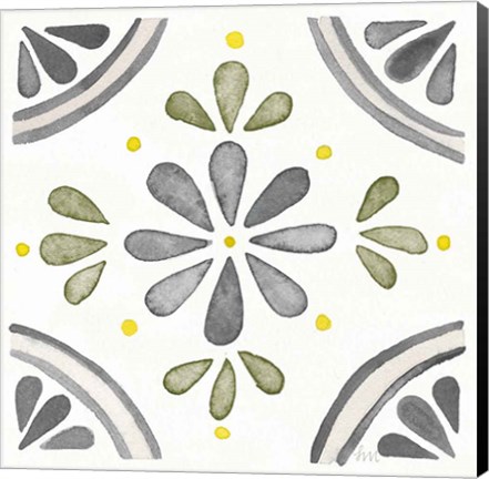 Framed Garden Getaway Tile I Gray Green Print