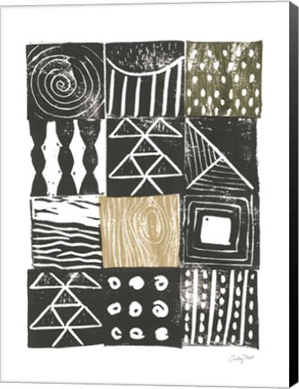 Framed Block Print V Green Sand Print
