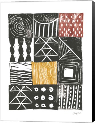 Framed Block Print V Red Yellow Print