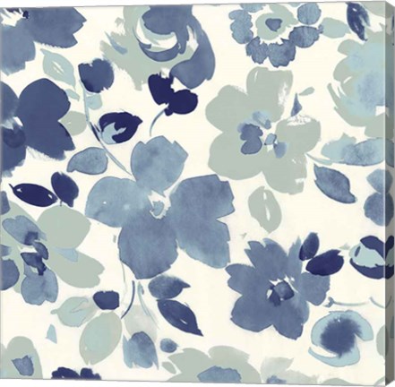 Framed Soft Blue Florals III Print