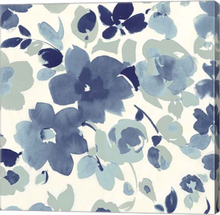 Framed Soft Blue Florals II Print