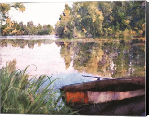 Framed Rowboat Pond Landscape Print