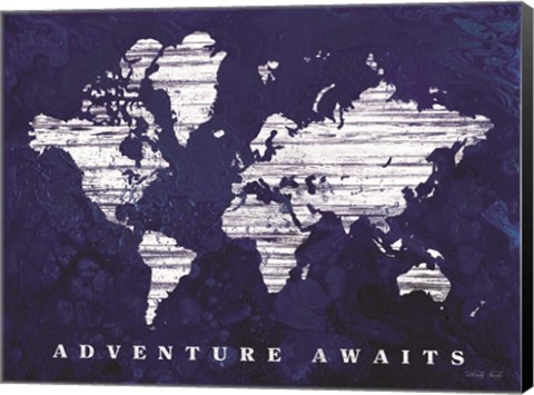 Framed Adventure Awaits Map Print