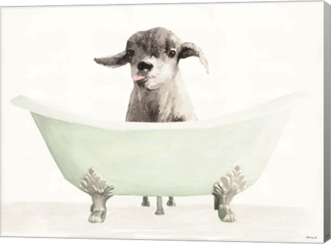 Framed Vintage Tub with Goat Print