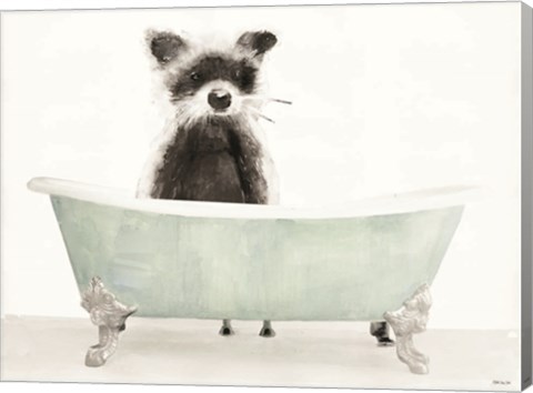 Framed Vintage Tub with Racoon Print