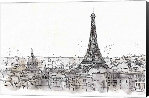 Framed Skyline Sketches II No Words Flowers Print