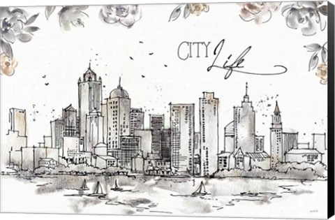 Framed Skyline Sketches III Print