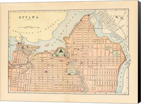 Framed Map of Ottawa Print