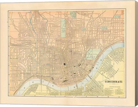 Framed Map of Cincinnati Print