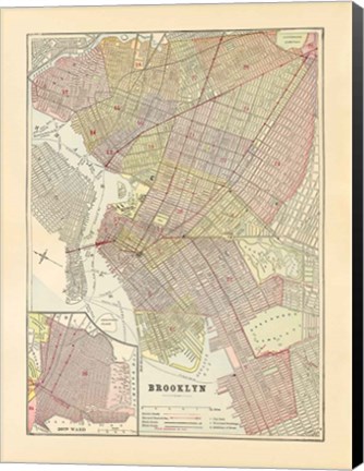 Framed Map of Brooklyn Print