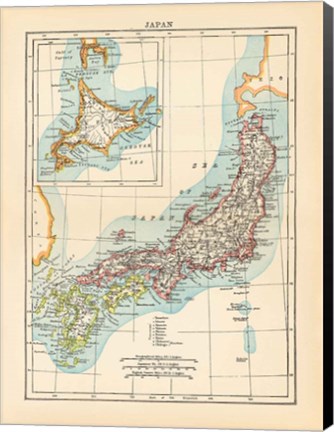 Framed Map of Japan Print