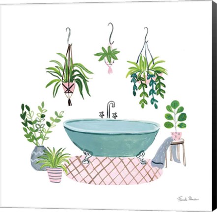 Framed Green Bathroom II Print