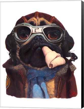 Framed Aviator Pug Print