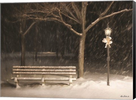 Framed Snowy Bench Print