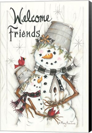 Framed Welcome Friends Snowmen Print