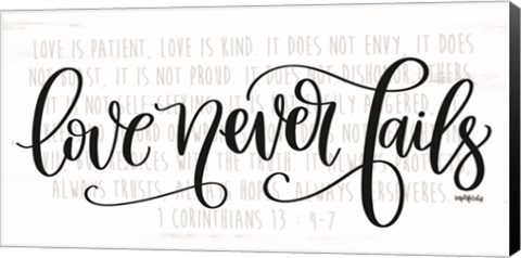 Framed Love Never Fails Print