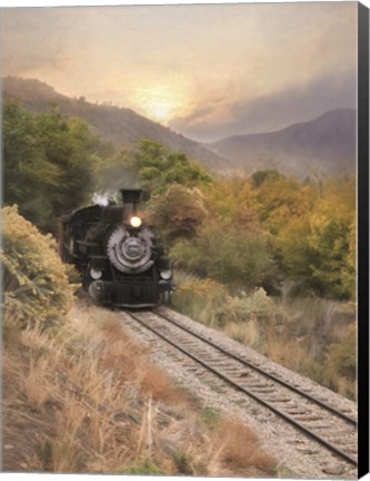 Framed Durango Train at Sunset Print