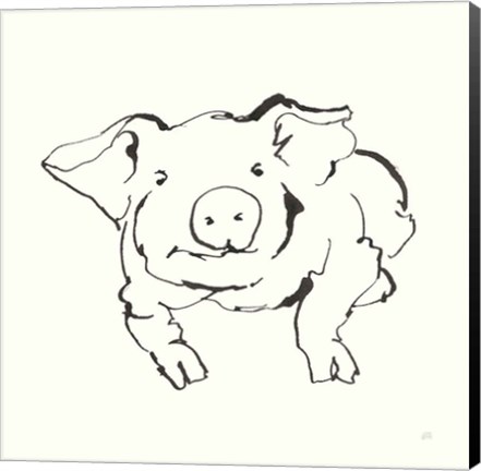 Framed Line Pig II Print