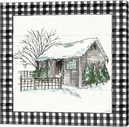 Framed Holiday on the Farm IV BW Buffalo Check Print