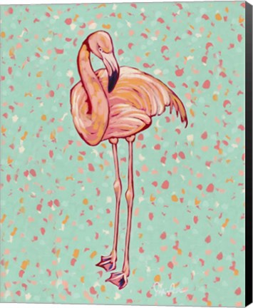 Framed Flamingo Portrait I Print