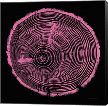 Framed Tree Trunk pink on black Print