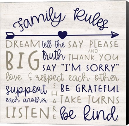 Framed Family Rules III Farmhouse Print