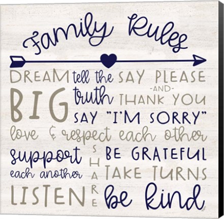 Framed Family Rules III Farmhouse Print