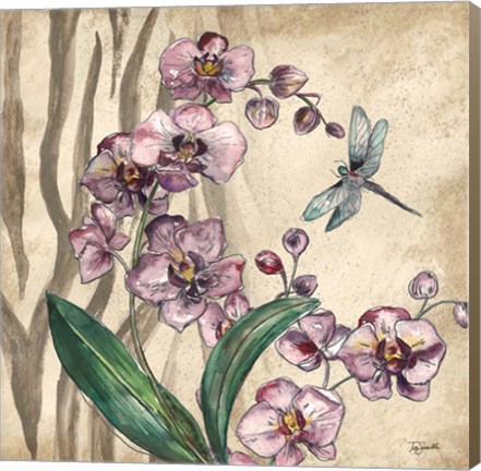 Framed Boho Orchid &amp; Dragonfly I Print