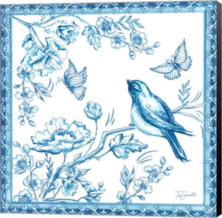Framed Chinoiserie Tile II Print