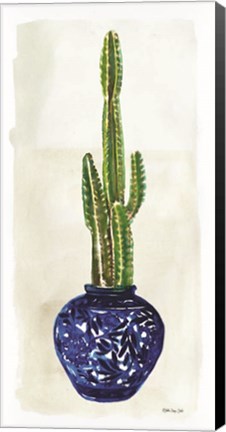 Framed Cacti in Blue Pot 1 Print