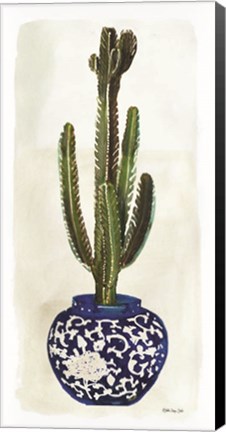 Framed Cacti in Blue Pot 2 Print