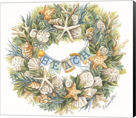 Framed Coastal Beach Wreath Print