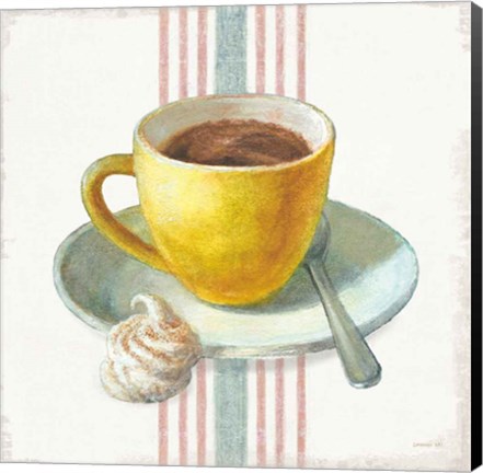 Framed Wake Me Up Coffee IV with Stripes Print