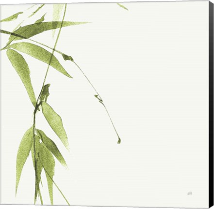 Framed Bamboo V Green Print