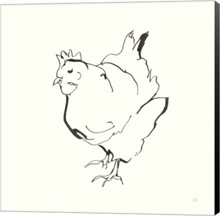 Framed Line Chicken II Print