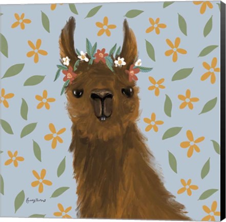 Framed Delightful Alpacas II Floral Crop Print