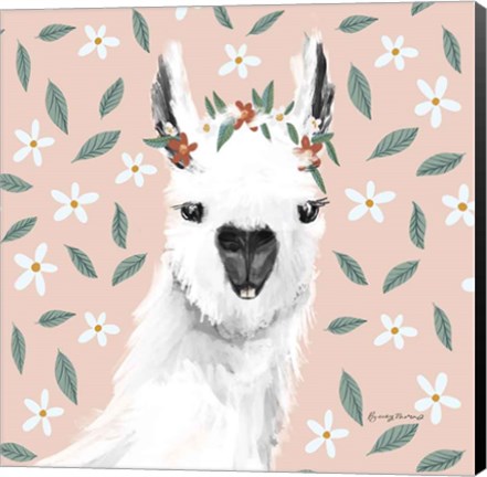 Framed Delightful Alpacas I Floral Crop Print