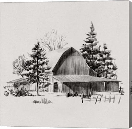 Framed Distant Barn Sketch II Print