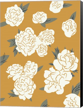 Framed Ivory Peonies on Gold I Print